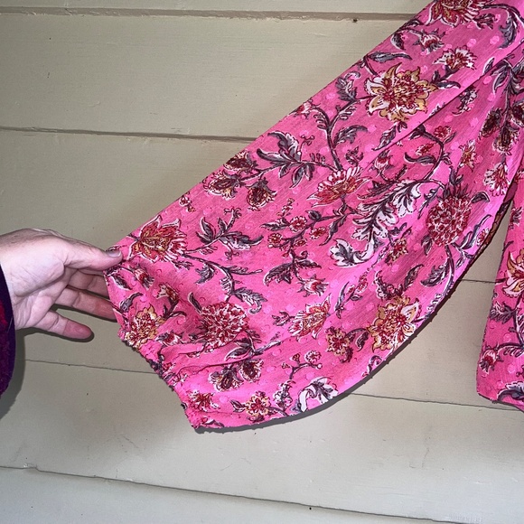 JOIE pink floral cropped faux wrap top - Picture 4 of 8